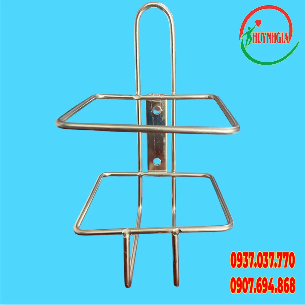 Giá inox treo tường đựng chai sát khuẩn