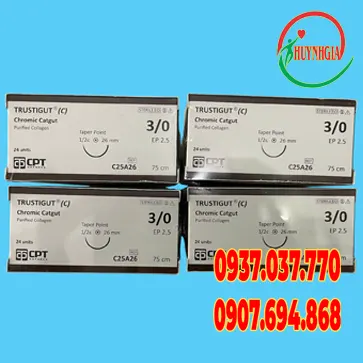 Chỉ pt tan chậm Trustigut chromic catgut 3/0 C25A26